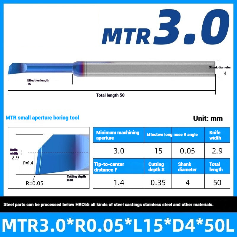 1122-MTR Small Bore Boring Tools Precision Boring Tools for Wear-Resistant Steel CNC Boring Bars Tungsten Carbide Alloy Shock-Resistant Miniature Turning Tools Shandong Denso Pricision Tools Co.,Ltd.